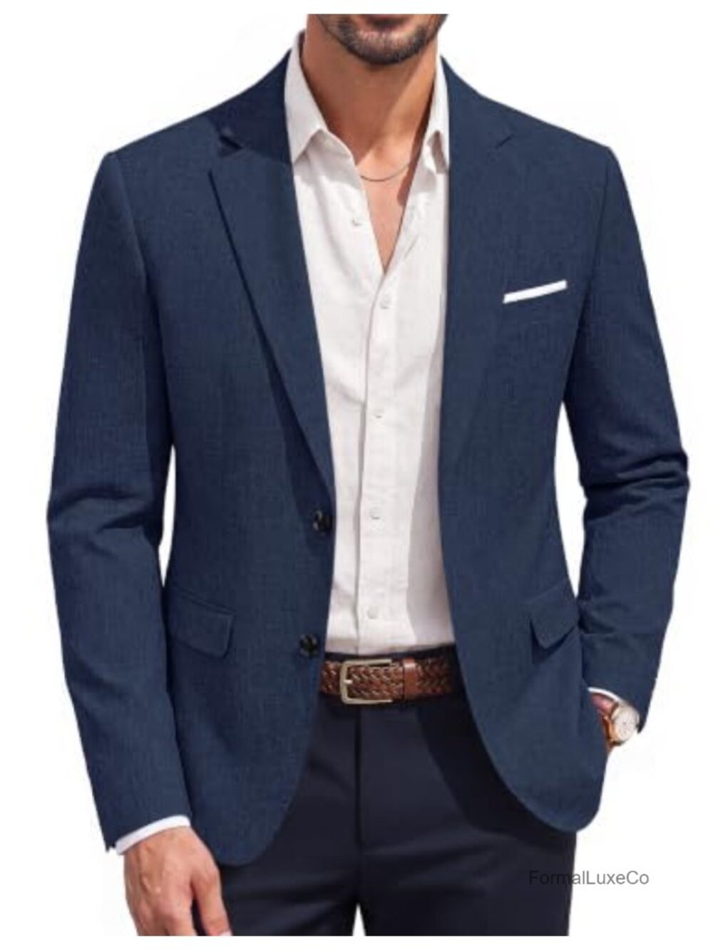 Mens Lightweight Polyester Sport Coat Blazer Slim Fit Business Casual
